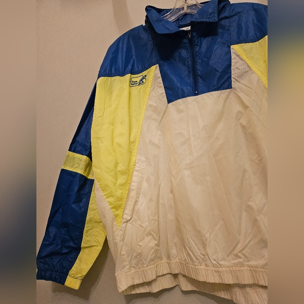 Vintage Blue Yellow White Windbreaker Jacket - Picture 2 of 6